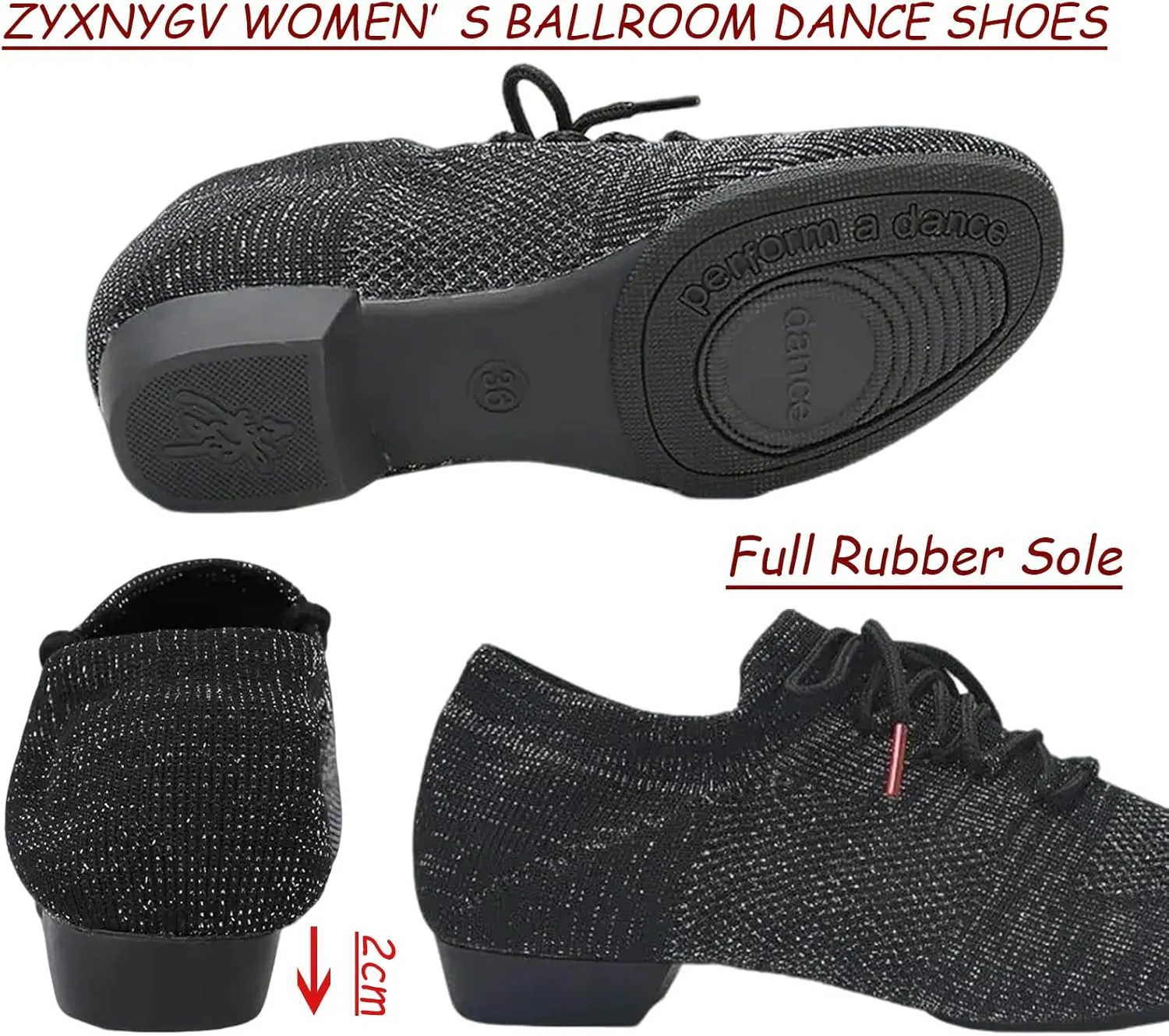 Women's Dance Shoes Closed Toe Lace-up Split-Sole Standard Practice Social Salsa Ballroom Latin Jazz Beginner Teaching Dance Shoes