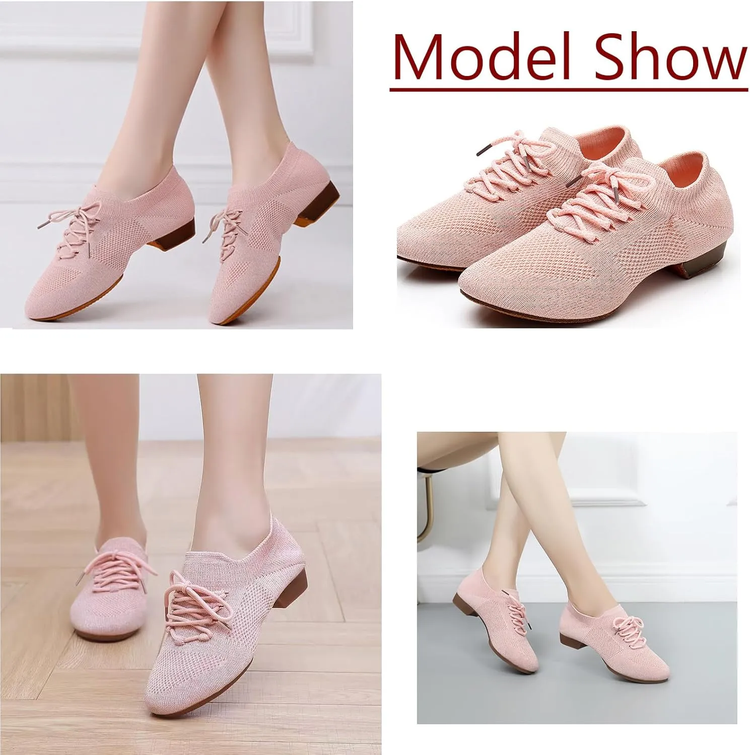 Women's Dance Shoes Closed Toe Lace-up Split-Sole Standard Practice Social Salsa Ballroom Latin Jazz Beginner Teaching Dance Shoes