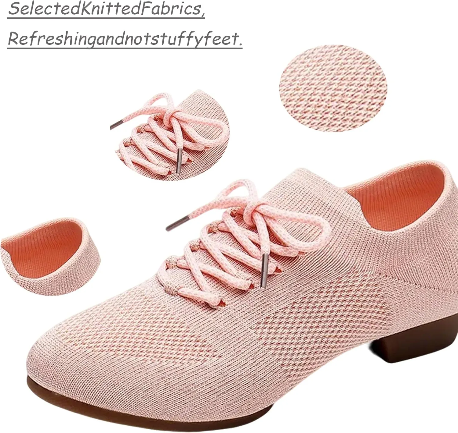 Women's Dance Shoes Closed Toe Lace-up Split-Sole Standard Practice Social Salsa Ballroom Latin Jazz Beginner Teaching Dance Shoes