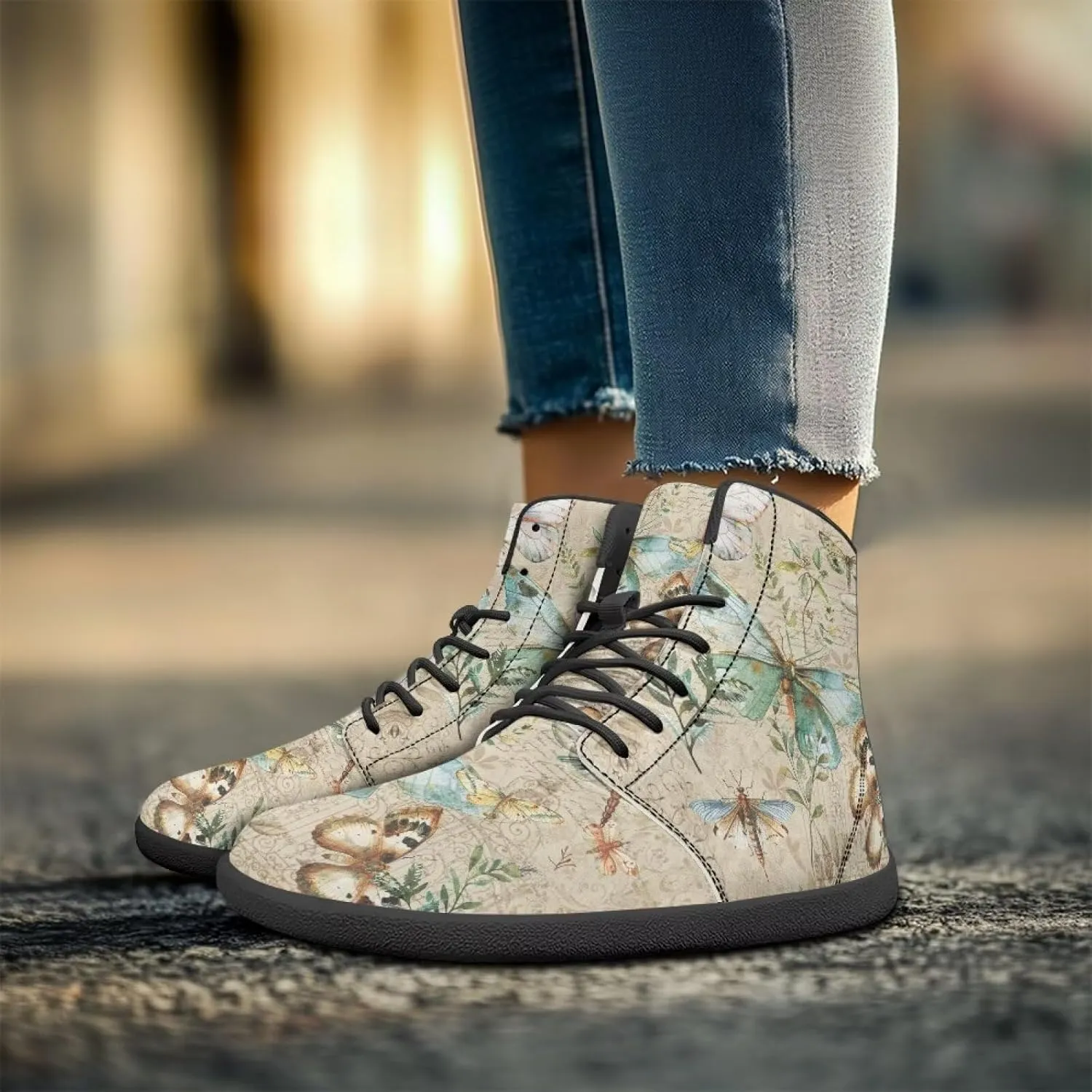 Women's High Top Zero Drop Barefoot Shoes | Wide Width Fashion Sneaker | Non-Slip Minimalist Workout Running Sneaker US 6-13.5