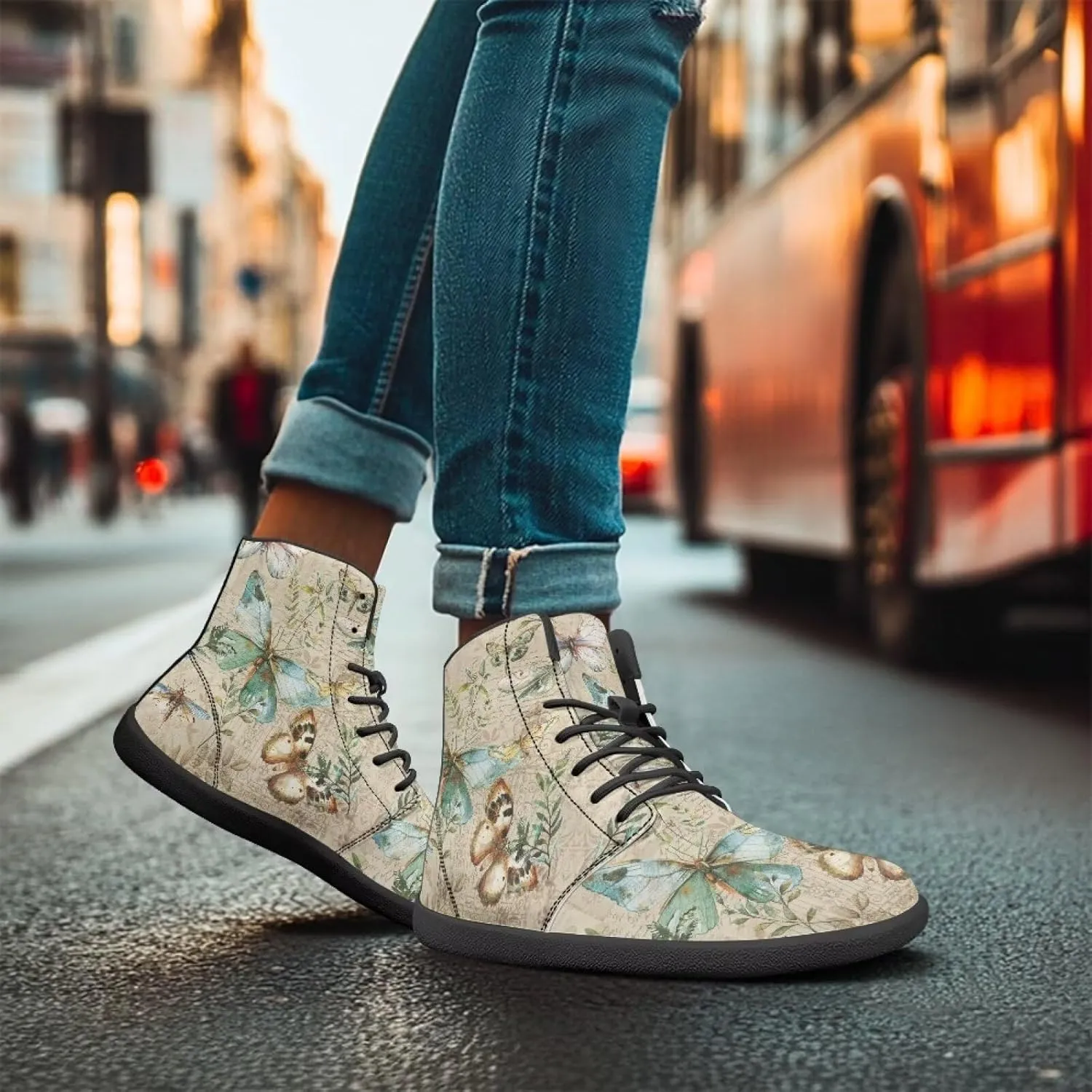 Women's High Top Zero Drop Barefoot Shoes | Wide Width Fashion Sneaker | Non-Slip Minimalist Workout Running Sneaker US 6-13.5