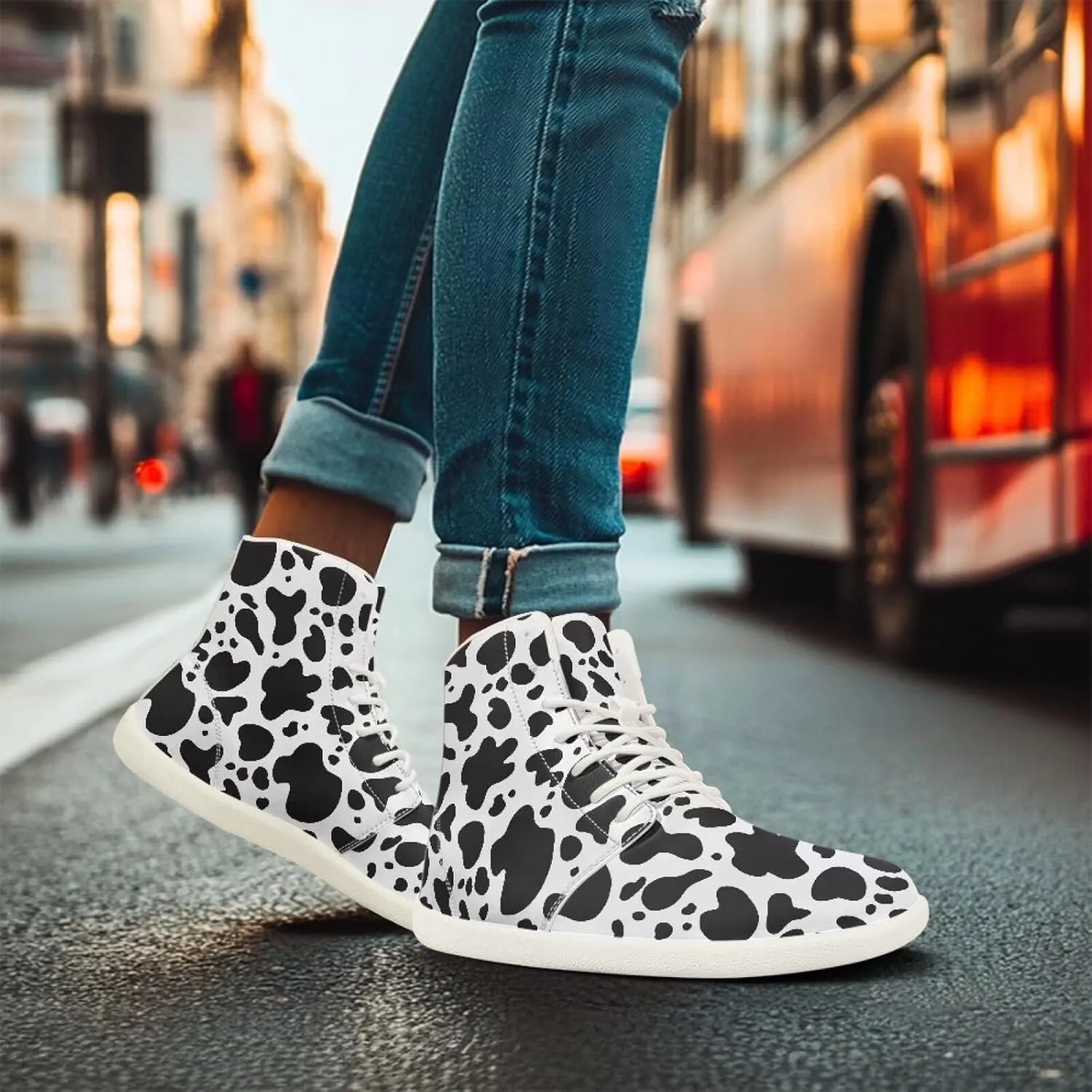 Women's High Top Zero Drop Sole | Wide Width Fashion Sneaker Fashion Non-Slip Workout Running Waterproof Barefoot Shoes US 6-13.5