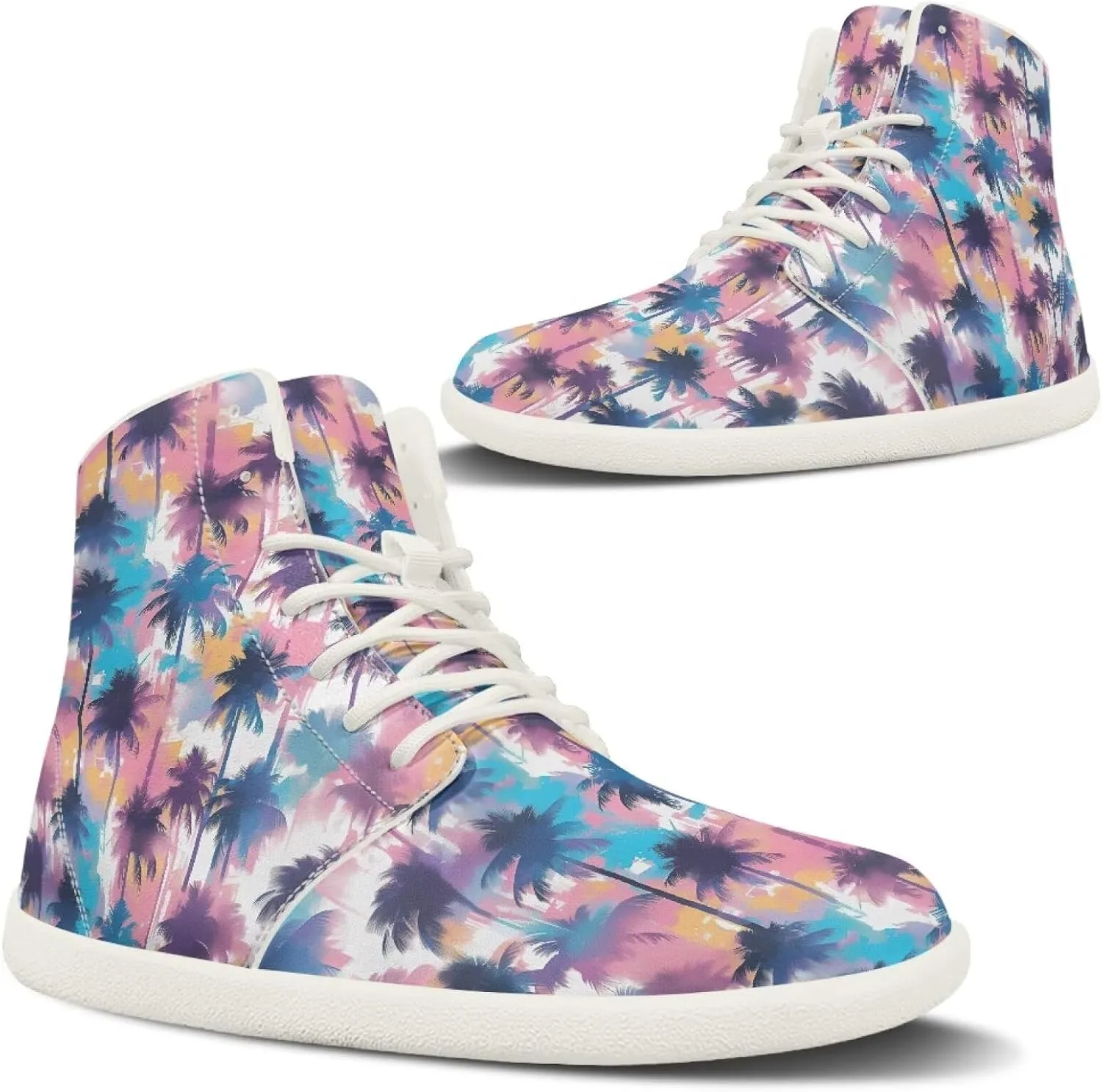 Women's High Top Zero Drop Sole | Wide Width Fashion Sneaker Fashion Non-Slip Workout Running Waterproof Barefoot Shoes US 6-13.5
