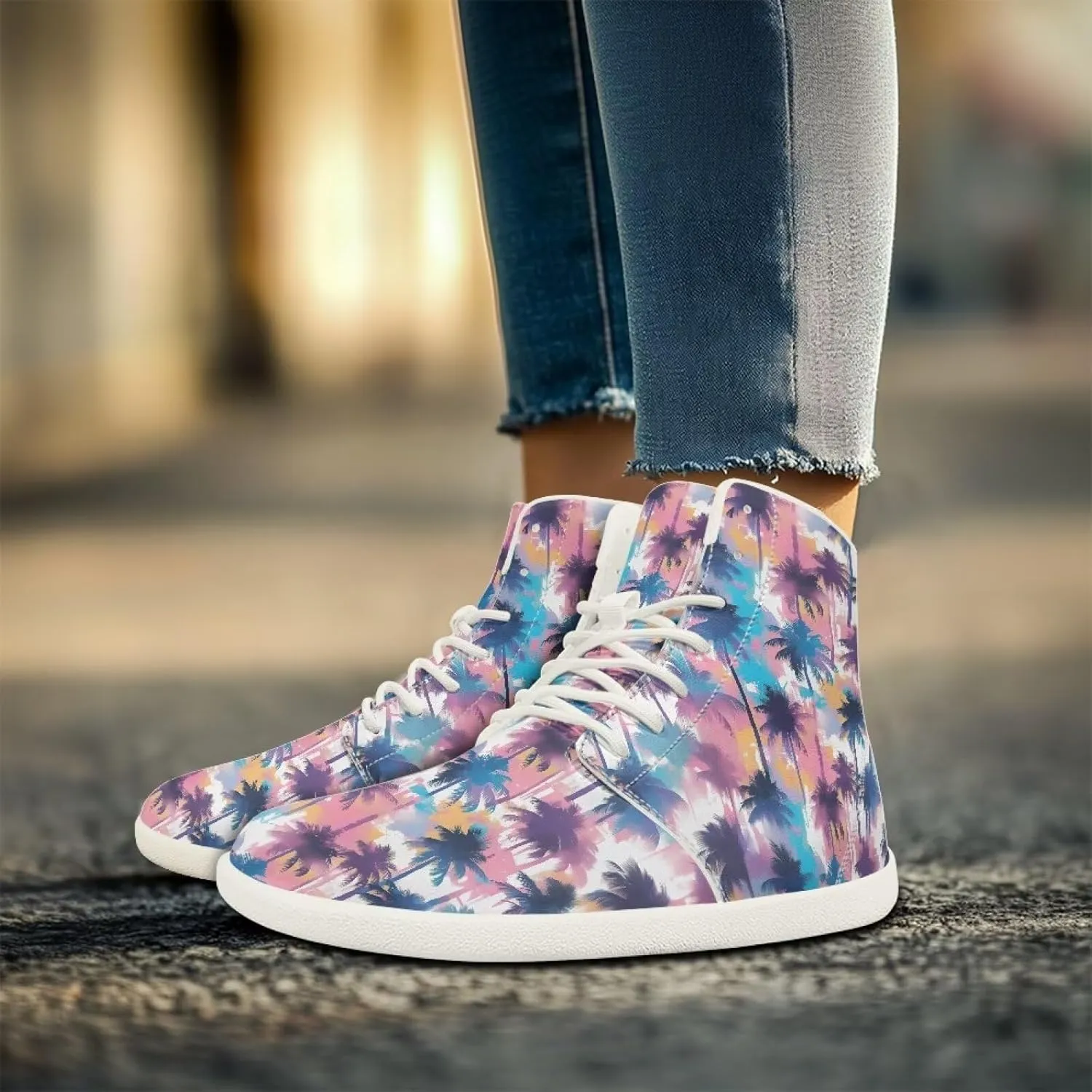 Women's High Top Zero Drop Sole | Wide Width Fashion Sneaker Fashion Non-Slip Workout Running Waterproof Barefoot Shoes US 6-13.5