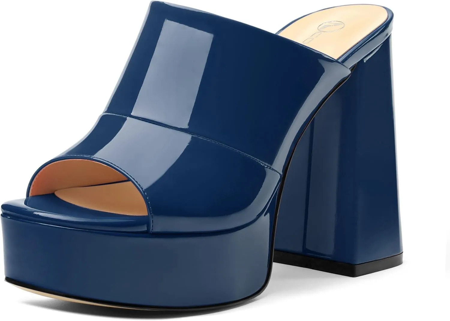 Womens Platform Chunky Heels Sandals Square Open Toe High Heeled Sandals Slip On Slides Dress Party Wedding Shoes