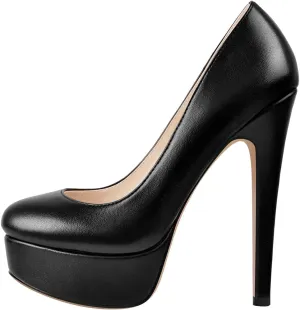Women's Round Toe Dressy High Heels Platform Stilettos Pumps Shoes