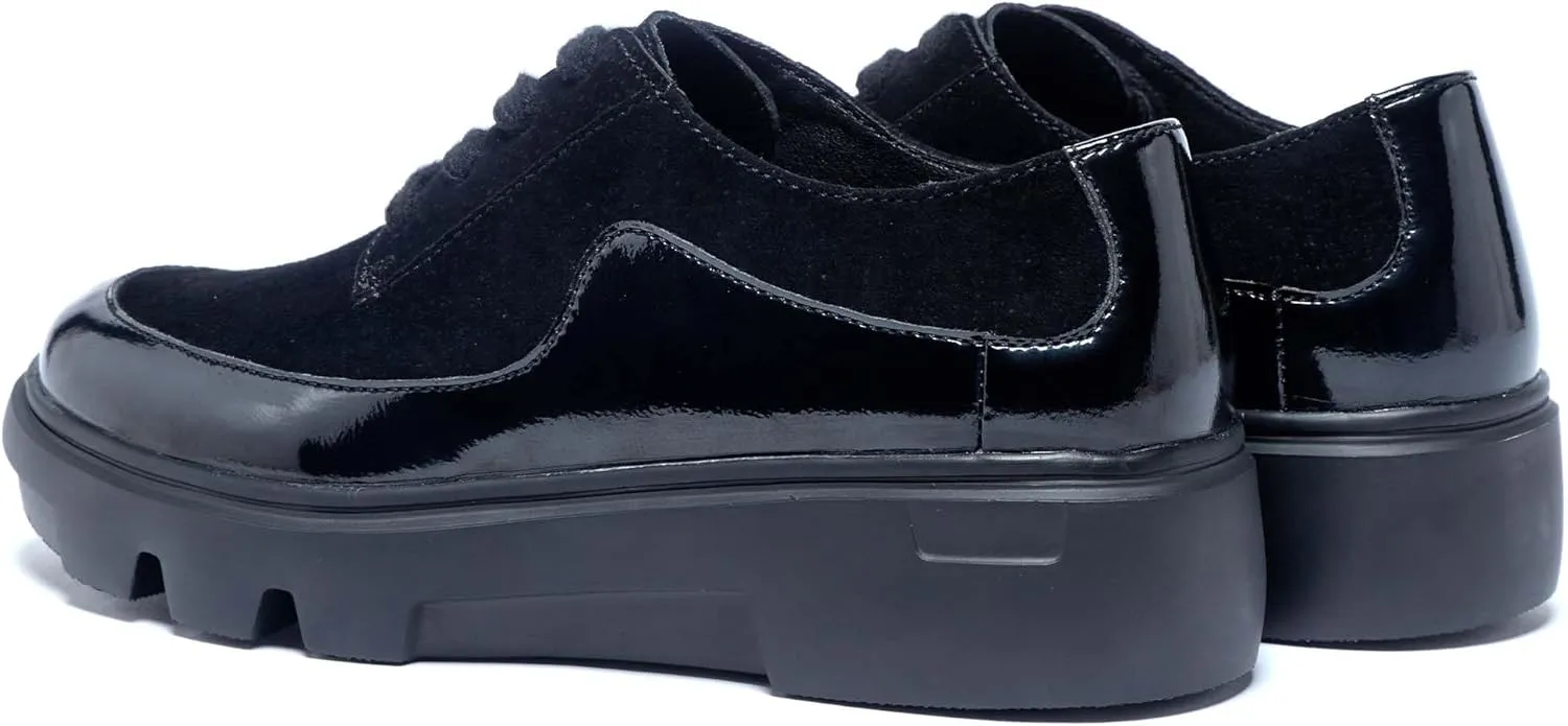 Women's Round Toe Lace-up Skateboarding Shoes Fashion Color Blocking Thick Bottom Loafers Casual Sneakers-Outdoor Walking Shoes-Women's Shoes