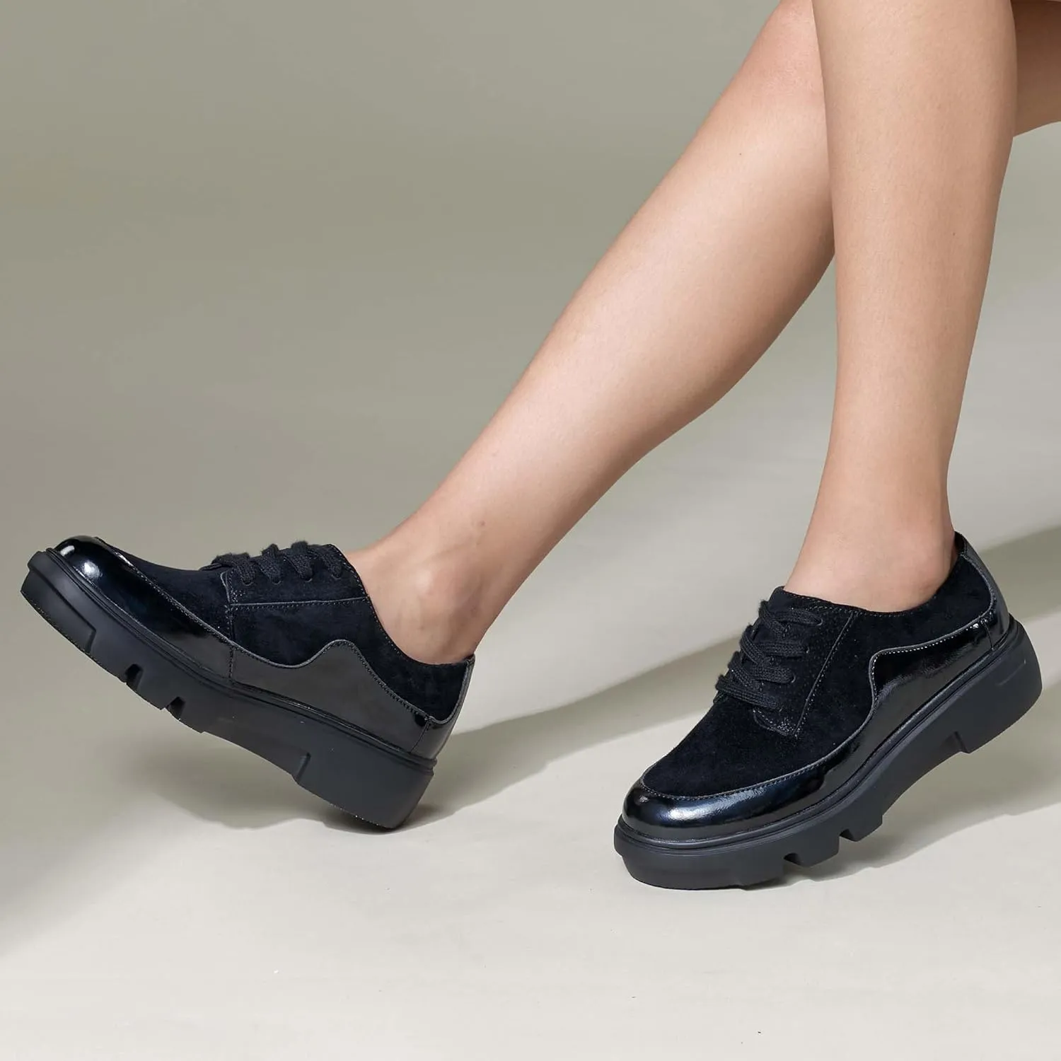 Women's Round Toe Lace-up Skateboarding Shoes Fashion Color Blocking Thick Bottom Loafers Casual Sneakers-Outdoor Walking Shoes-Women's Shoes