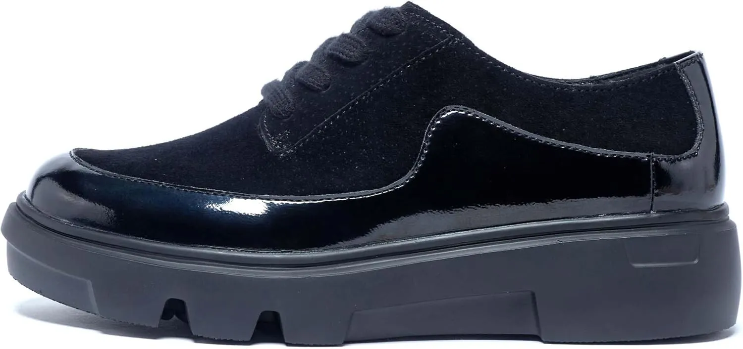 Women's Round Toe Lace-up Skateboarding Shoes Fashion Color Blocking Thick Bottom Loafers Casual Sneakers-Outdoor Walking Shoes-Women's Shoes