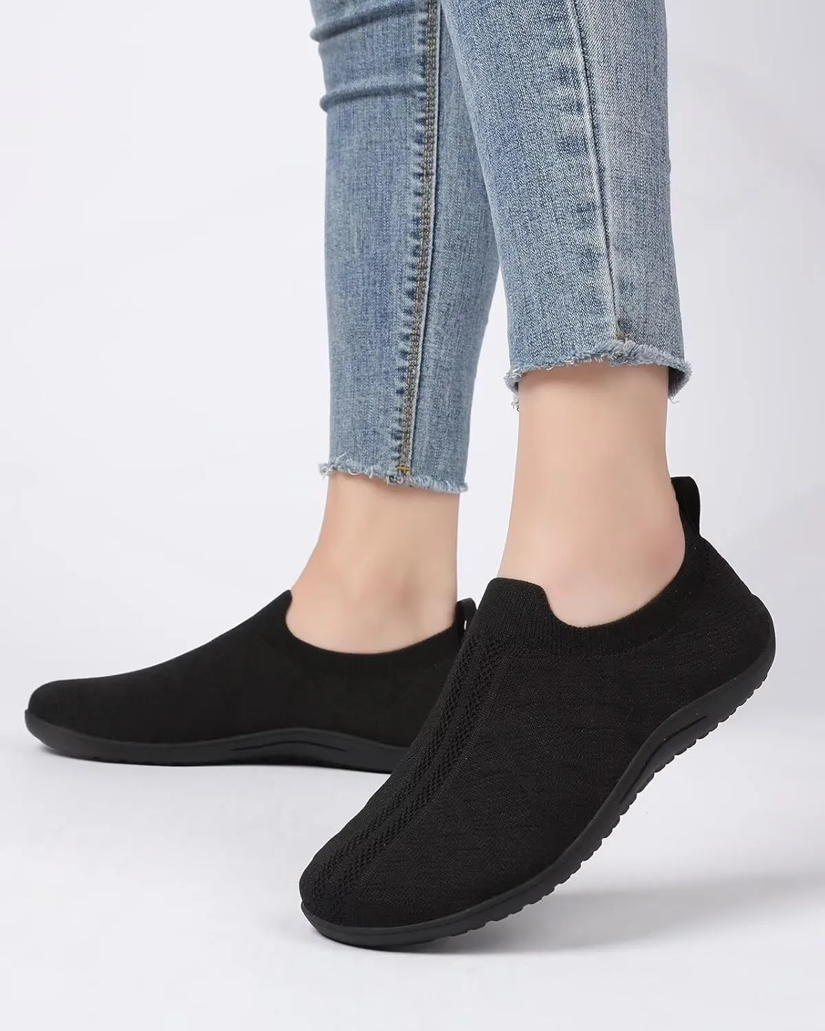 Women's Wide Toe Minimalist Barefoot Walking Slip-on Shoes Casual Sneakers Tennis Gym Athletic Flats Shoes