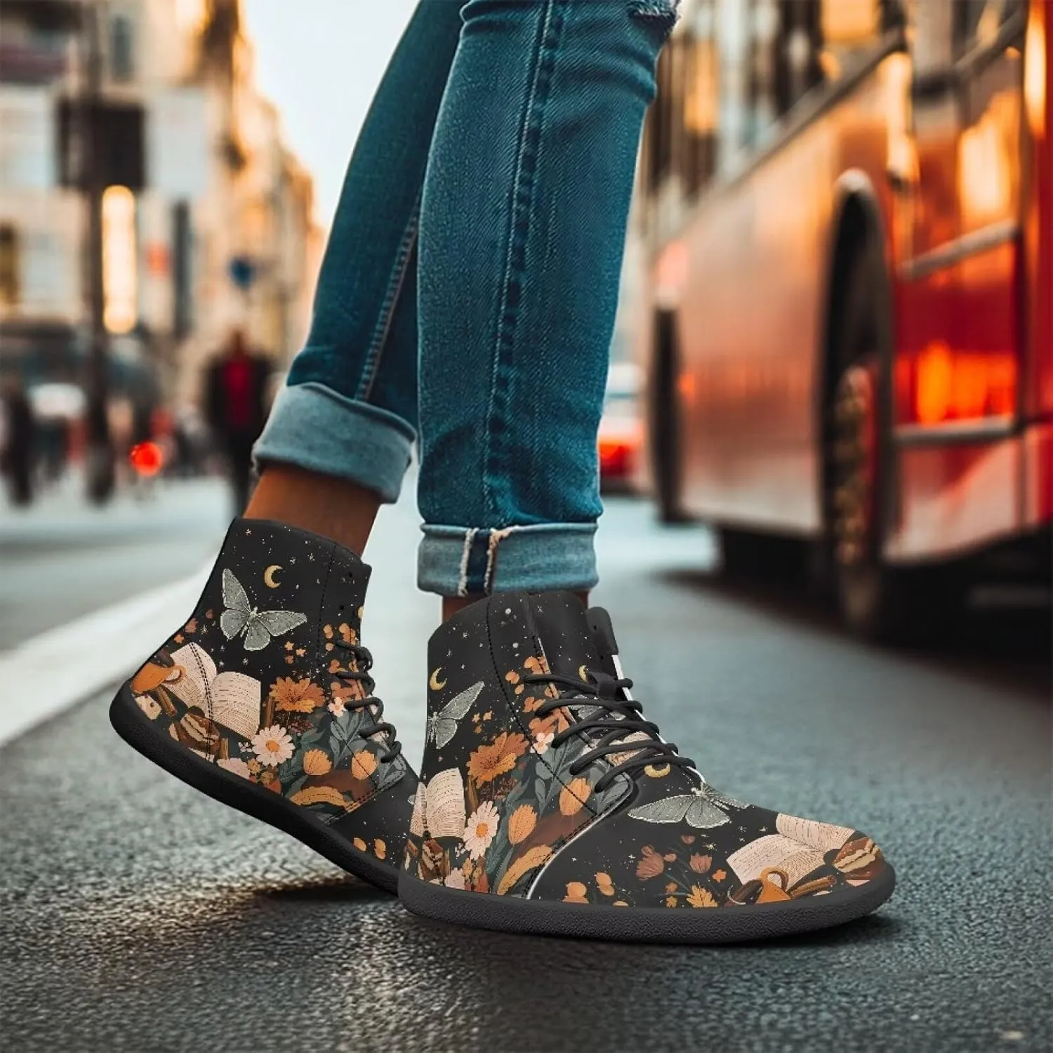 Womens Zero Drop Barefoot Sneakers Wide Toe Box Fashion Comfort Hiking Training Workout Sneakers High Top Athletic Running Beginners Shoes US 6-11.5