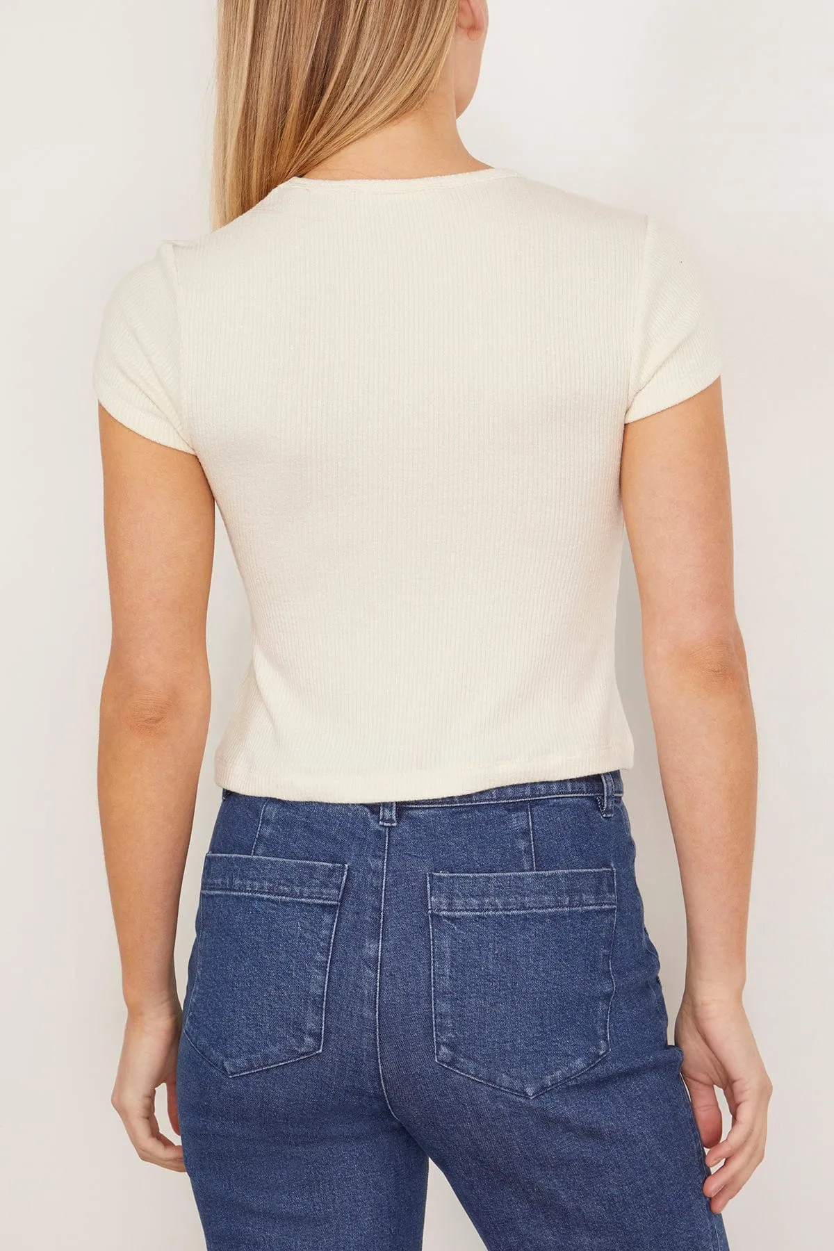 Yael Cropped Crew Neck Baby Tee in Gardenia