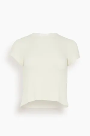 Yael Cropped Crew Neck Baby Tee in Gardenia