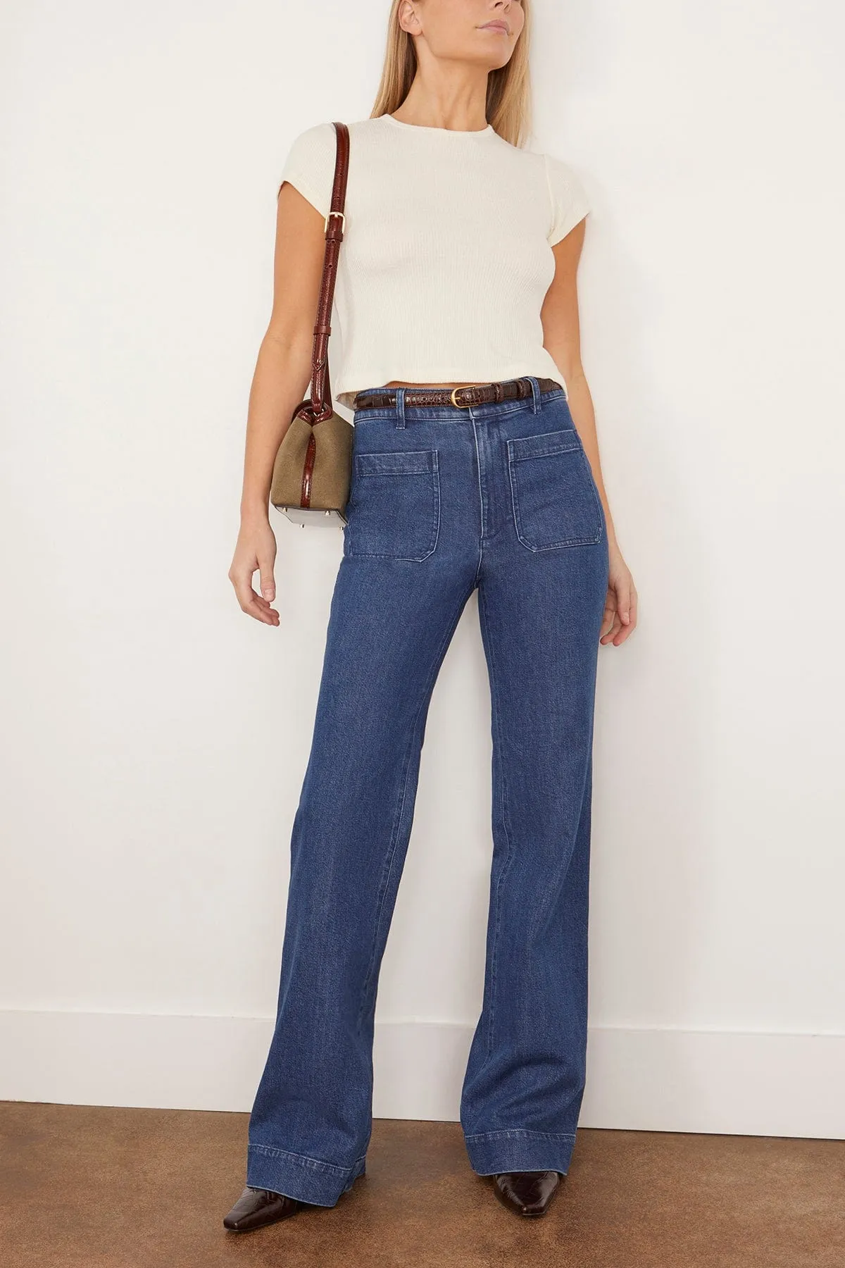 Yael Cropped Crew Neck Baby Tee in Gardenia
