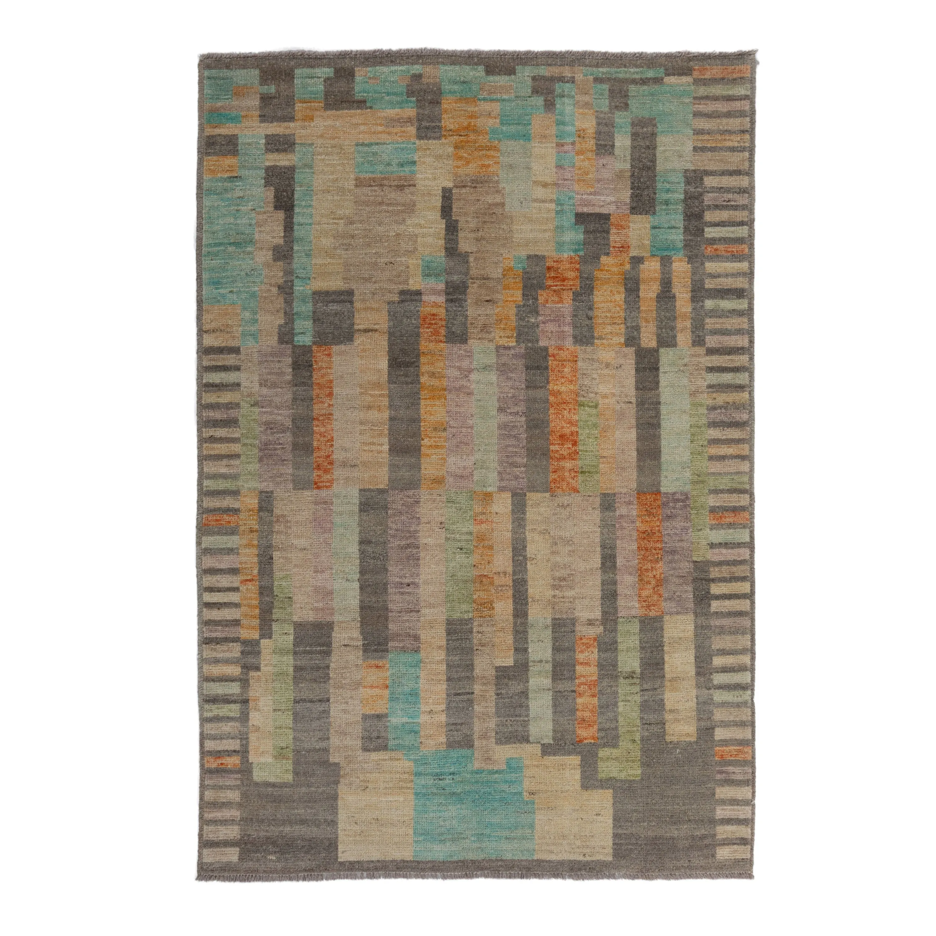 Zameen Geometric Transitional Wool Rug - 4'2" x 5'11"